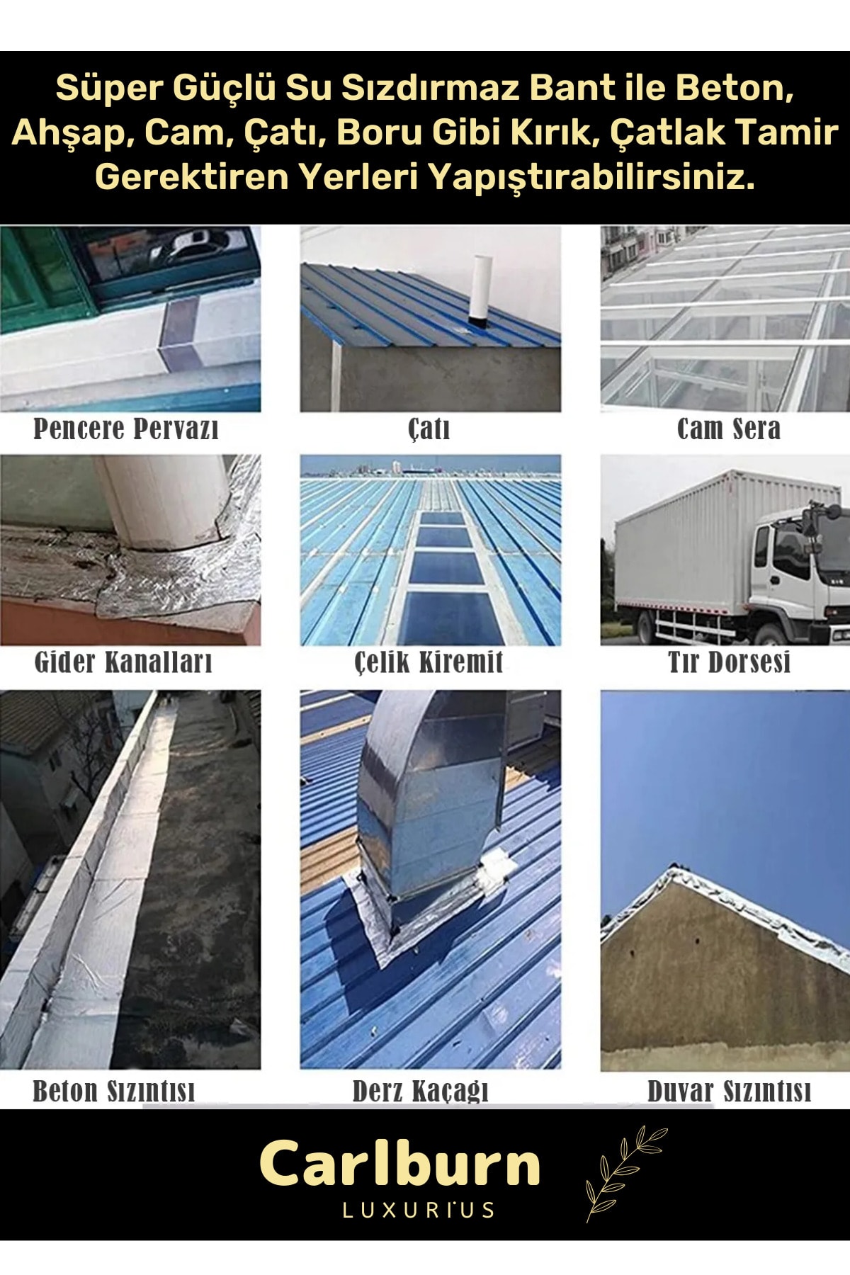 OZKUVVET Süper Güçlü Su Geçirmez Sızdırmaz Yeşil Renk Çok Amaçlı Tamir ve İzolasyon Bandı 48mm x 10m - 5 Adet