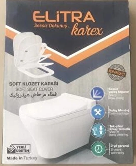 Klozet Kapağı Elitra Karex Soft Yavaş Kapanan Kare Tip