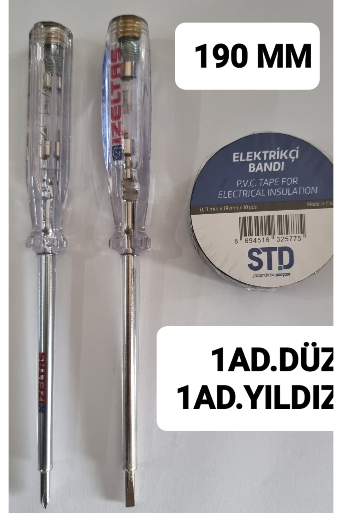 İZELTAŞ İZELTAŞ KONTROL KALEMİ 190 MM 1 ADET DÜZ 1 ADET YILDIZ 1 ADET ELEKTRİK BANTI