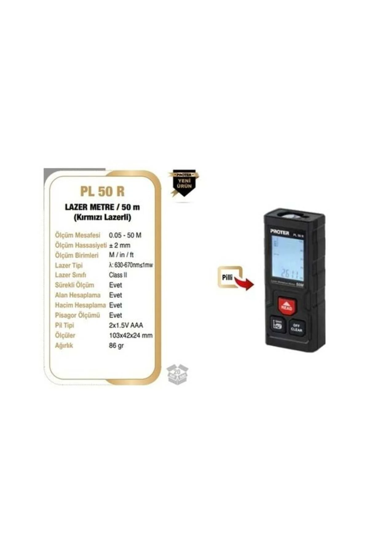 Pl 55 R Şarjlı Lazer Metre 50 Metre