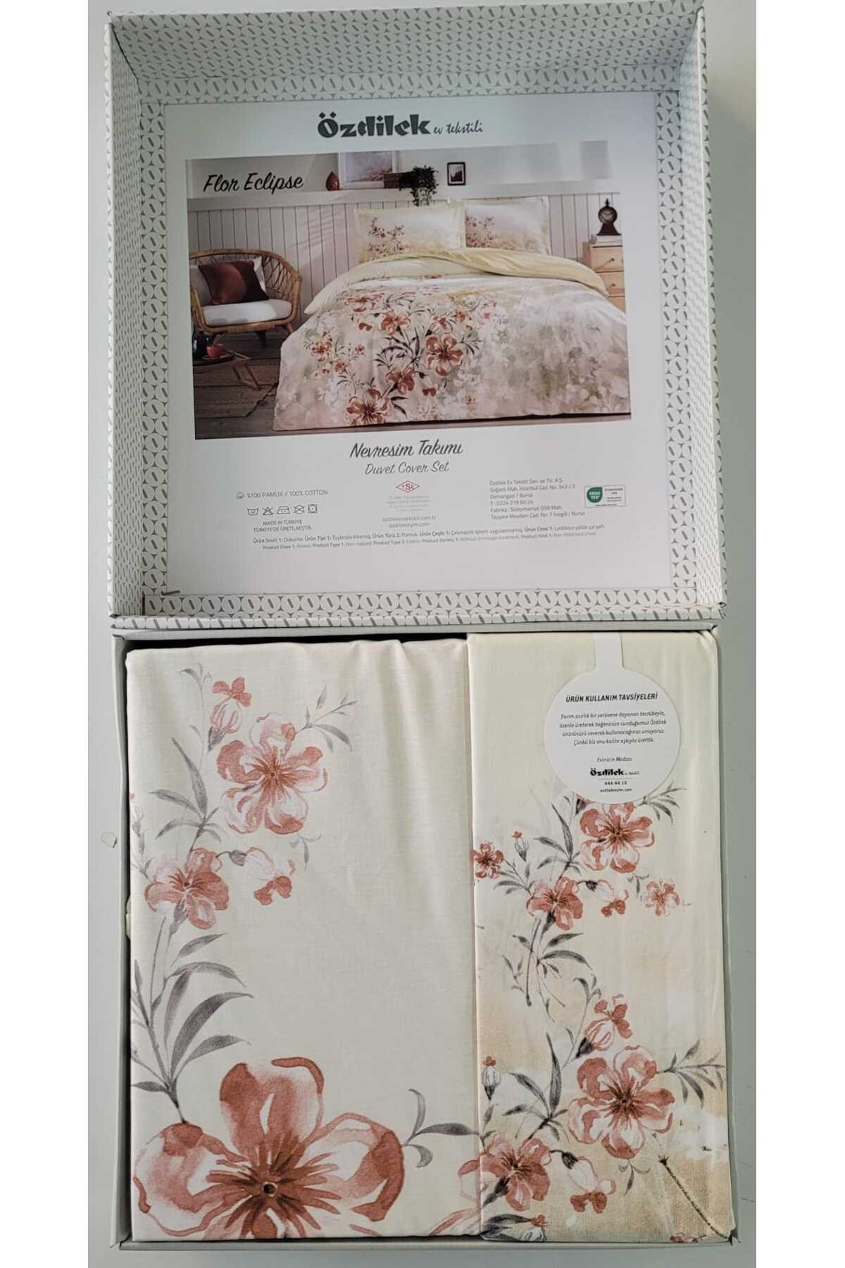 ÖZDİLEK SARI FLOR ECLİPSE ÇİFTKİŞİLİK NEVRESİM TAKIMI %100 PAMUK/COTTON