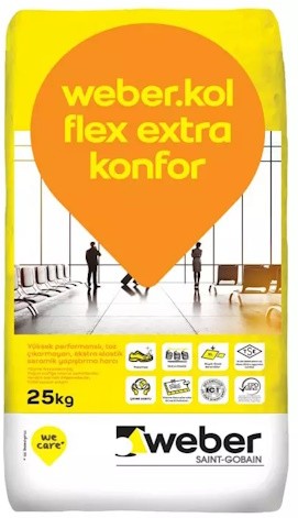 Weber Kol Flex Extra Konfor Gri Seramik Yapıştırma Harcı 25 kg