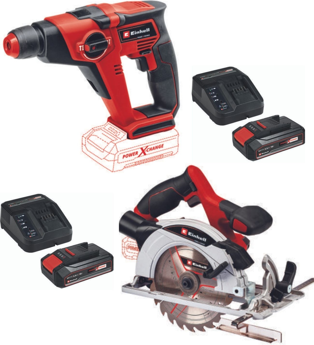 EİNHELL Te-Hd 18/12 Akülü Matkap Te-Cs 18/150 Daire Testere 2X2.5AH Starter Kit Akülü Set