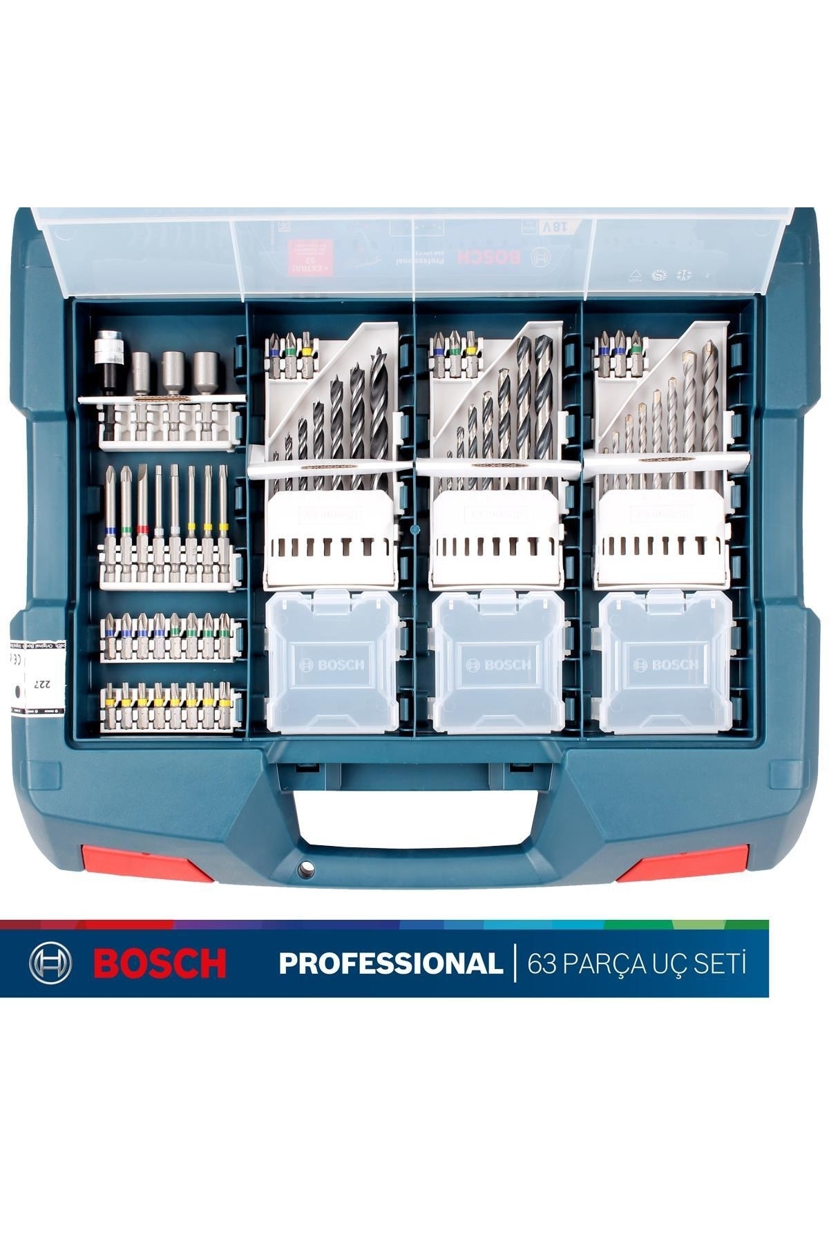BOSCH Gsb 18v-21 Akülü Darbeli Vidalama 2ah + 63 Parça Aksesuar Seti