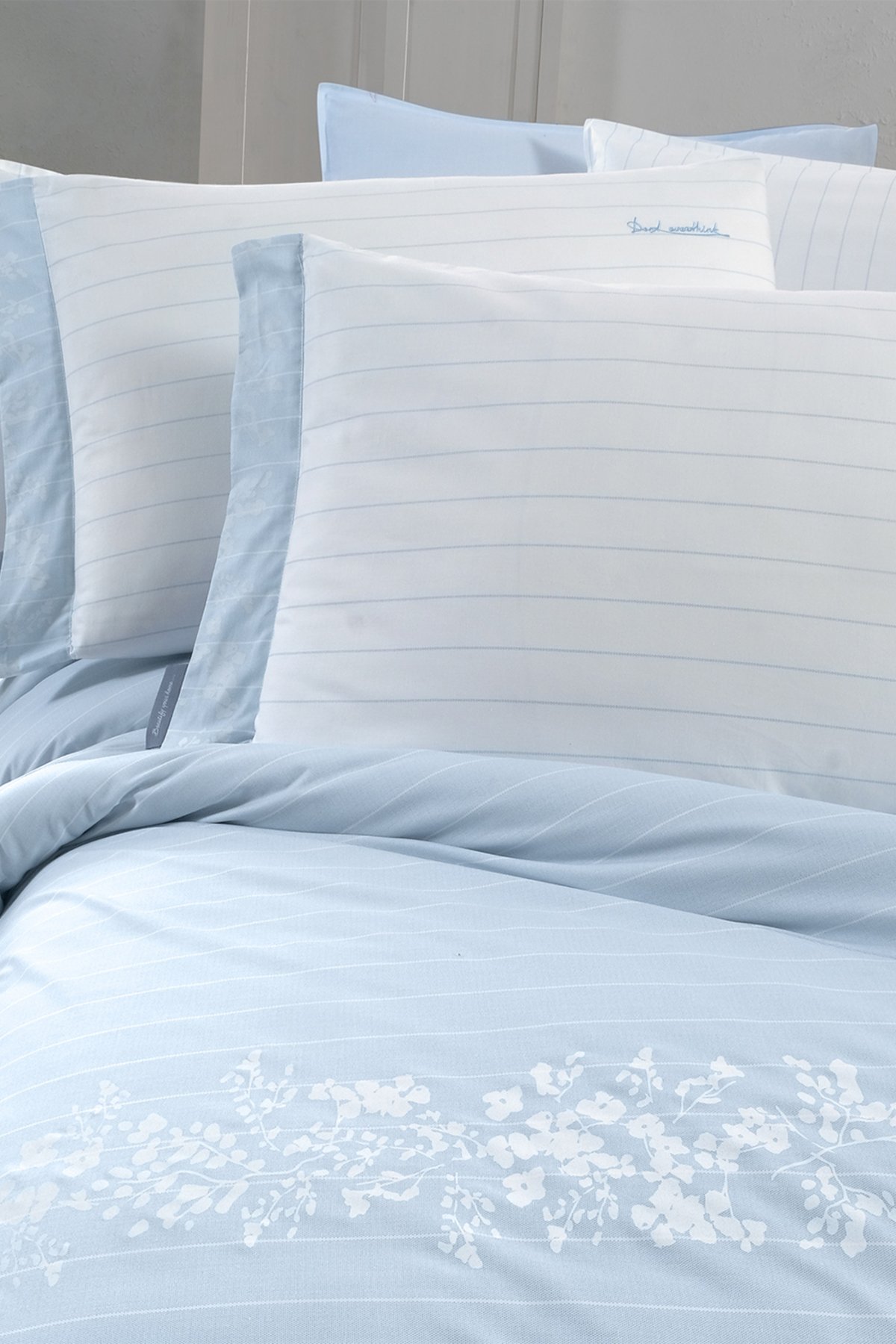 Olric Mavi King Size (Battal Boy) %100 Pamuk Nevresim Takımı
