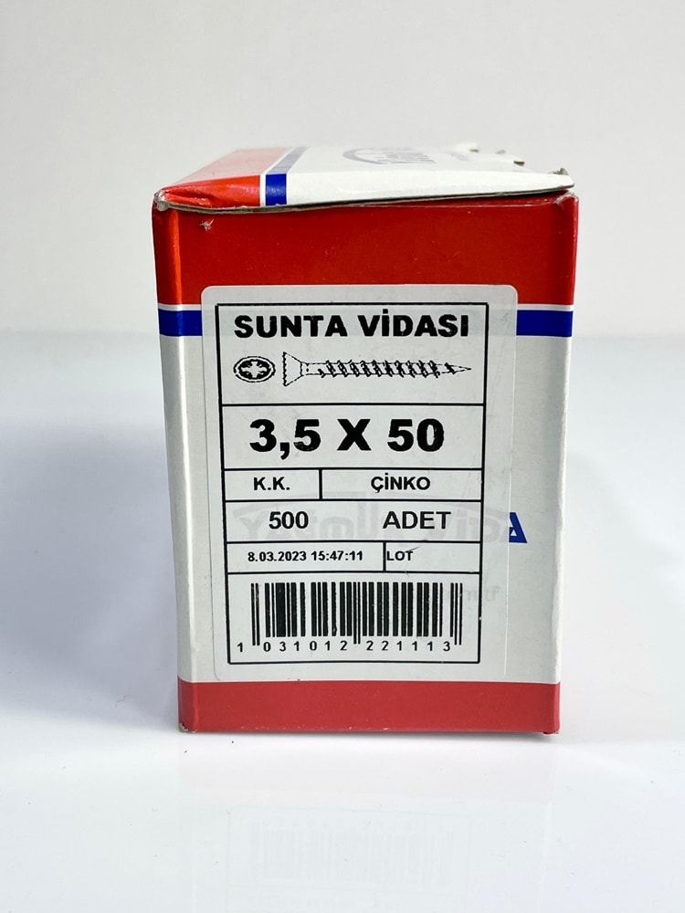 Sunta Vidası 3.5X50 -Çinko - 500 Adet