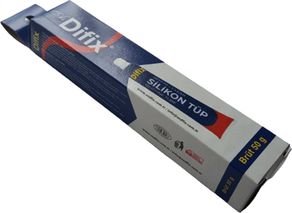 Difix | Silikon Tüp, 50 Gr, Şeffaf Suya ve Isıya Dayanıklı, Çok Amaçlı Yapıştırıcı