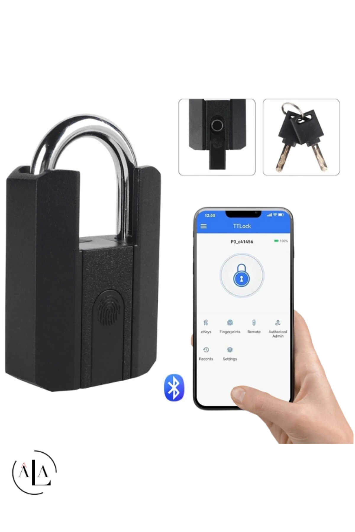 Akıllı Asma Kilit Parmak İzi, Anahtar ve Uygulama ile Açılabilir