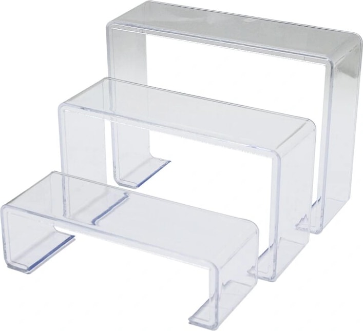 Poşetli 3 Boy Merdiven Teşhir Ayak Yükseklik: 6-11.5-16.5cm Derinlik: 6.5cm En: 19.5-20.5-21.5cm (5047)