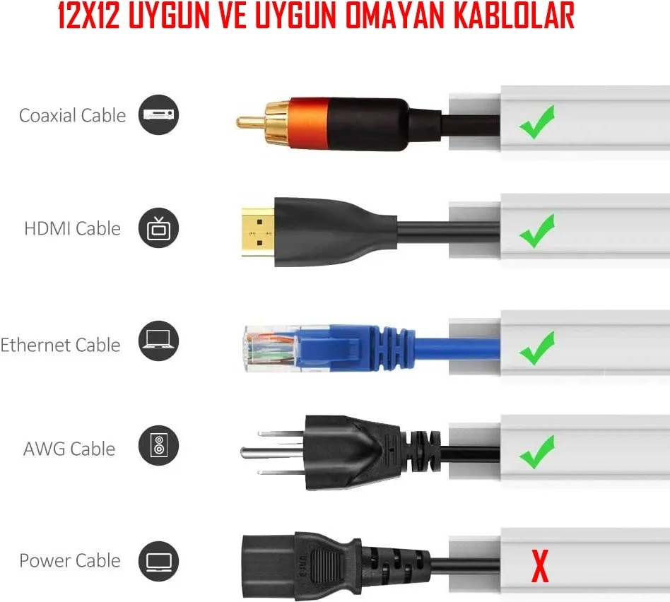 Extra Kendinden Yapışkanlı Açık Kahve Kablo Kanalı 12X12 1 Metre
