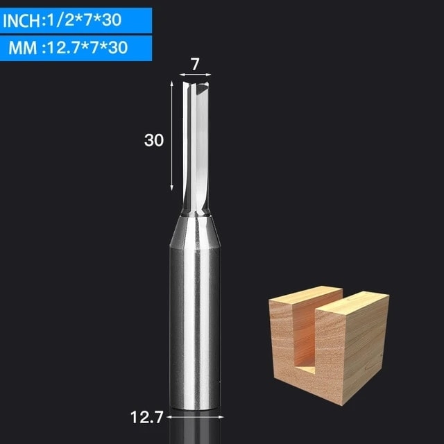 12.7X7X30 Vsharp 3 Flüt Çok Fonksiyonlu Tct Düz Bit 12.7mm Hızlı Planya Kesme Karbür Alaşım Ağaç Işleme Yönlendirici Bit Ahşap Mdf (Yurt Dışından)