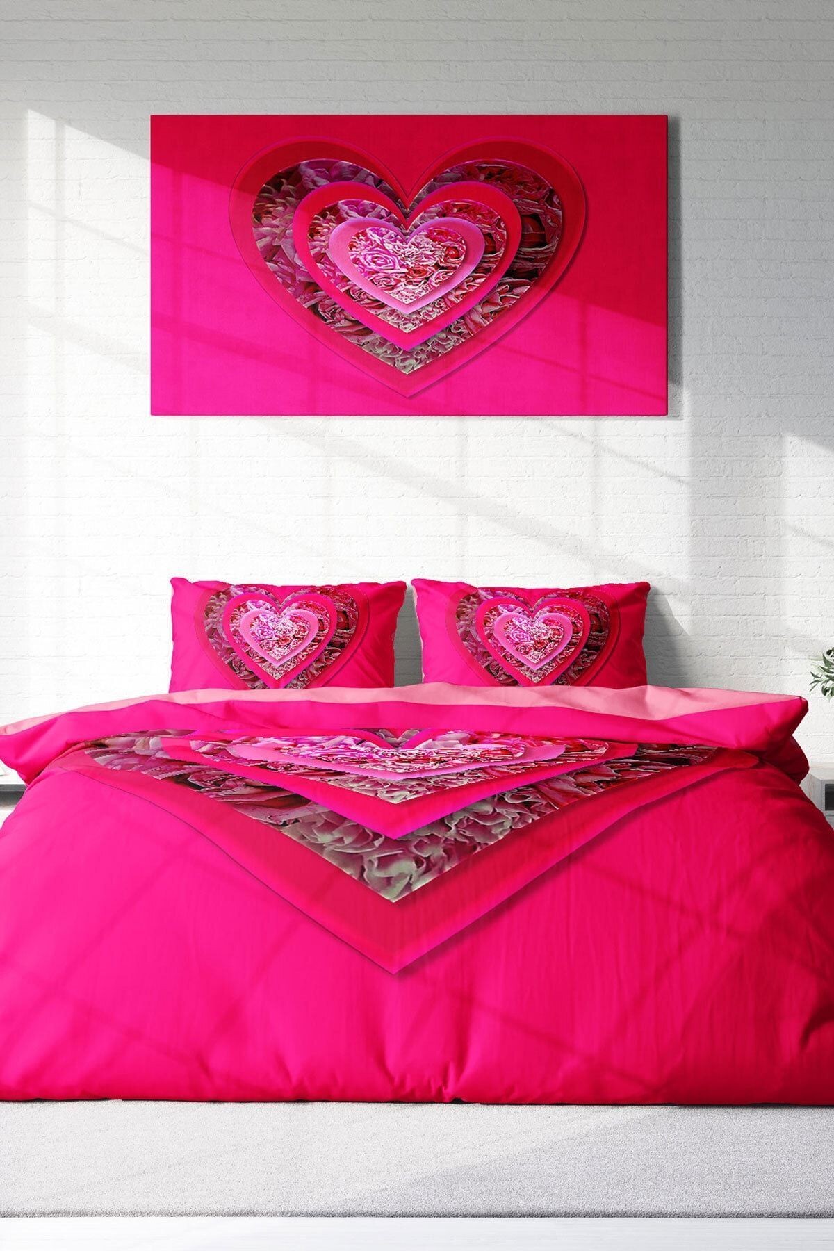 Pink Valentine 3d Çift Kişilik Nevresim Takımı