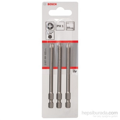 - 3'Lü Paket - Ekstra Sert Seri Vidalama Ucu - Ph 1, 89 Mm