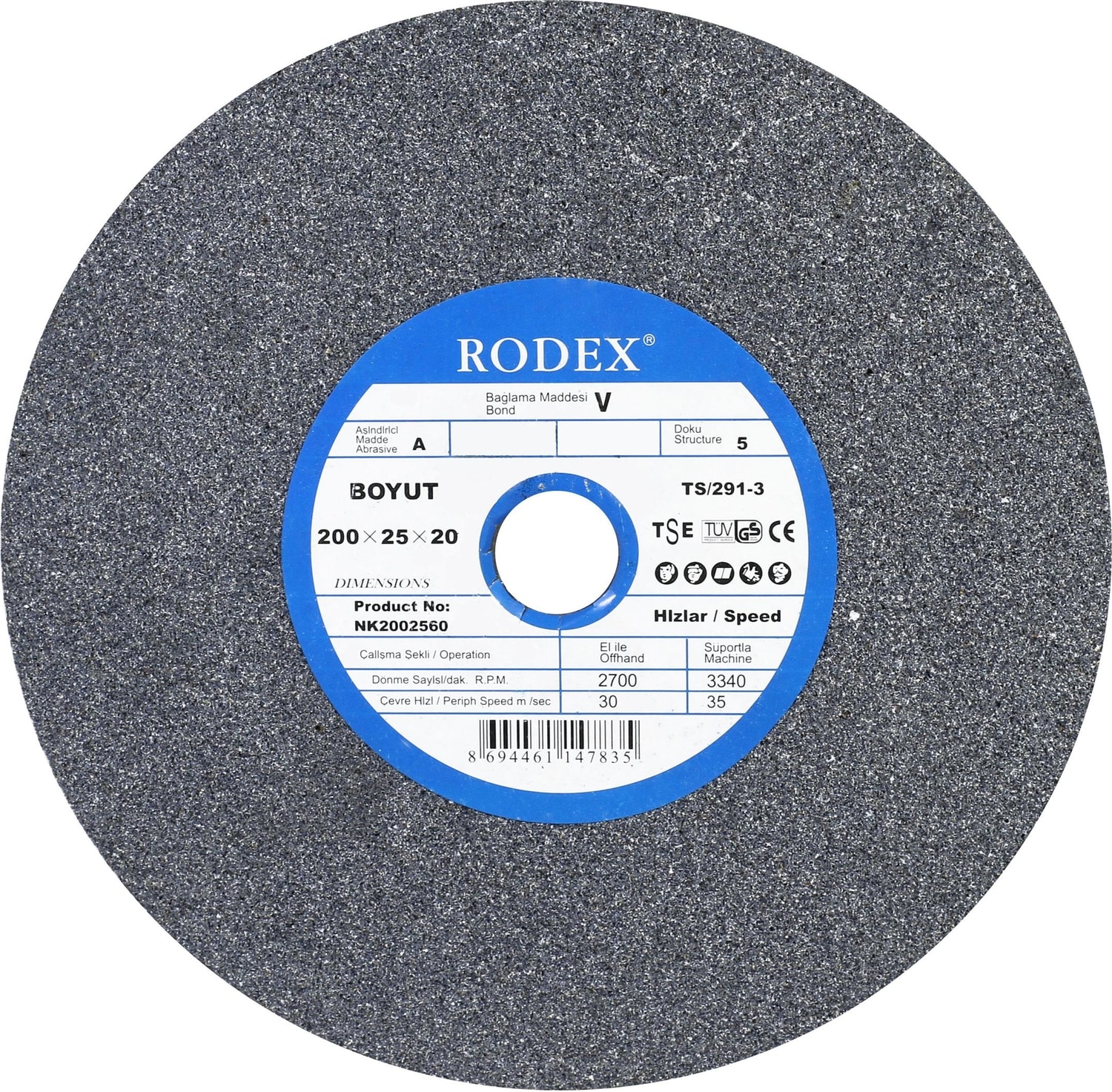 Taşlama Bıçak Bileme Taşı Taş Motoru 200X25X20 mm 60 Kum