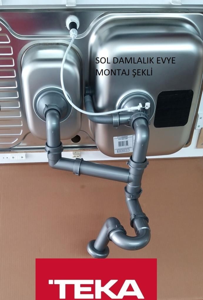 TEKDEKOR TEKA 1,5 GÖZ KUMANDALI EVYE SİFON TAKIMI