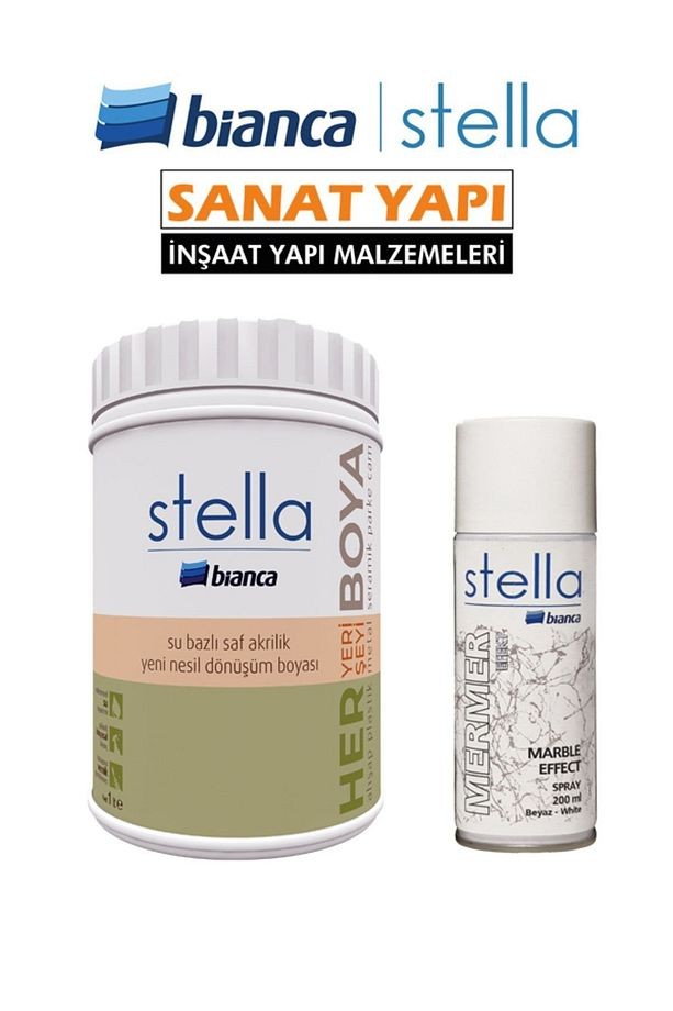 Stella Set Boya Antrasit + Stella Beyaz Mermer Efekti