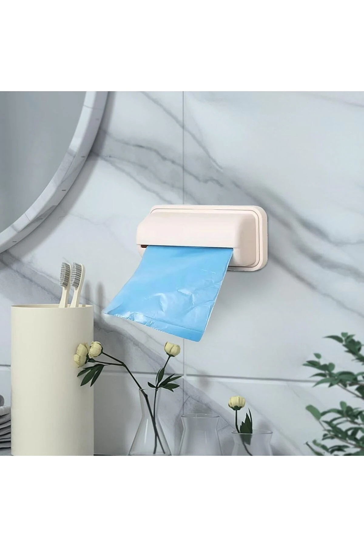 1 Adet Çöp Poşeti Haznesi Çöp Poşeti Düzenleyici Aparat Yapışkanlı Çöp Poşeti Aparatı 1 Adet