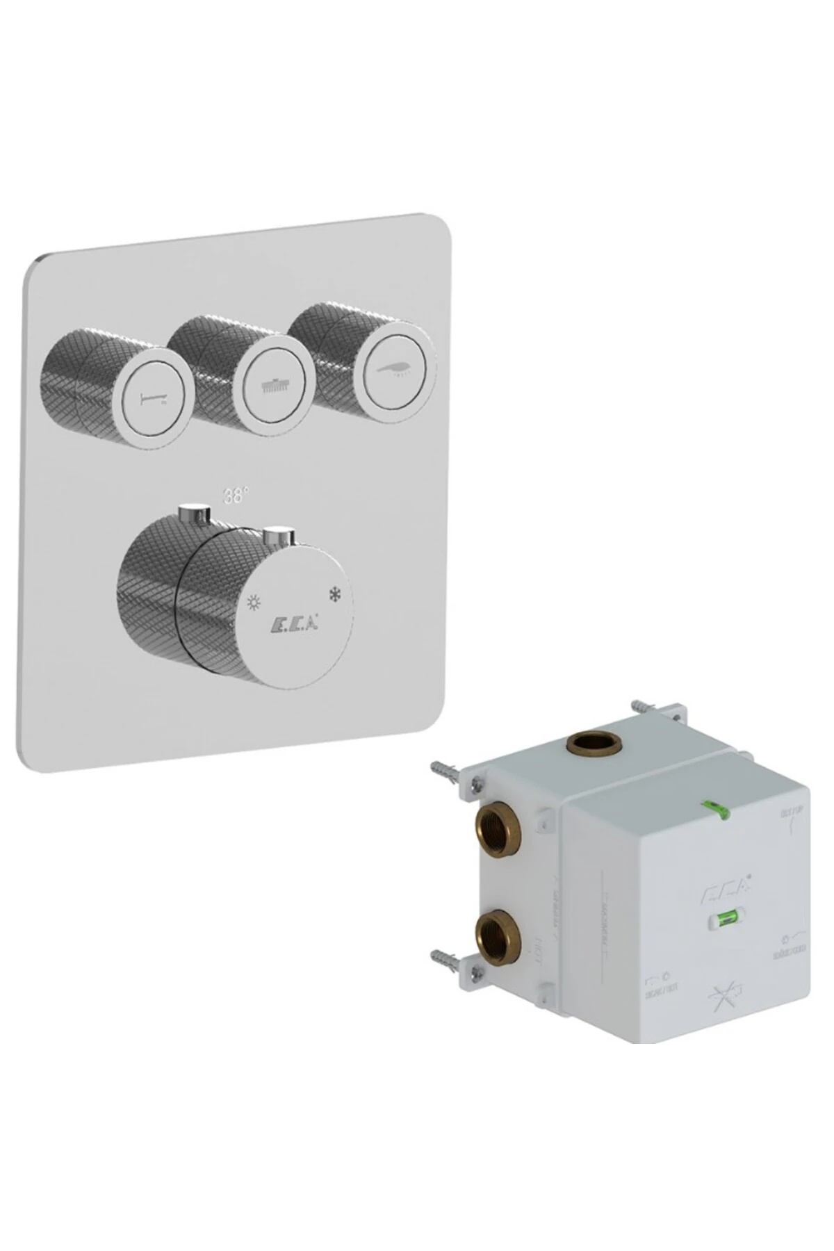 Termostatik Ankastre Duş Bataryası Sıva Üstü-Sıva Altı 3 Yollu 102101403