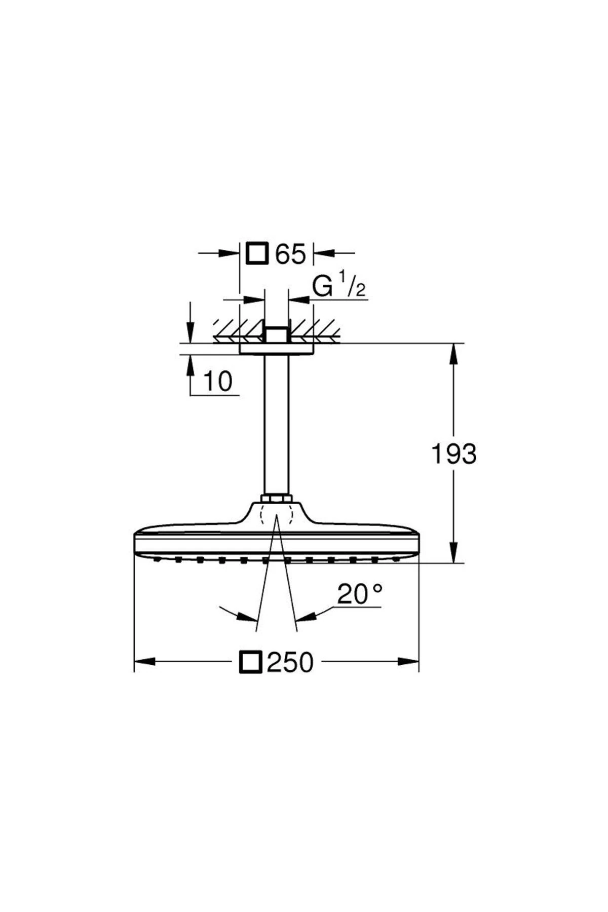 Tempesta 250 Cube Tepe Duşu Seti 142 Mm, Tek Akışlı Mat Siyah - 266882430