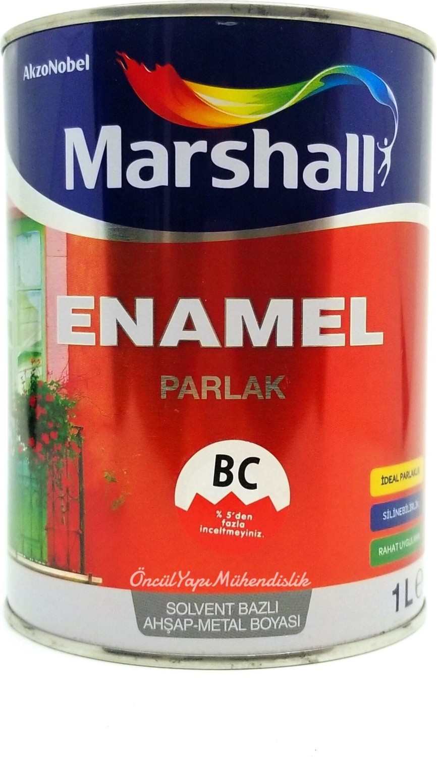 Enamel Parlak Ahşap - Metal Yağlı Boya 1 Litre Antrasit Gri