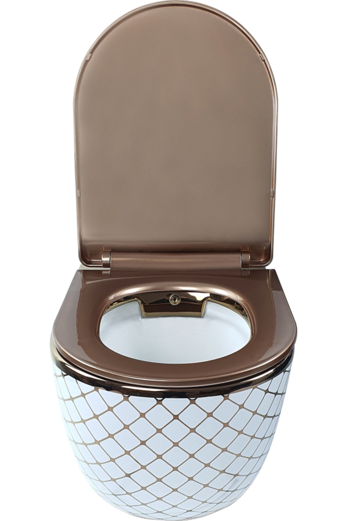 Pure Geo. Beyaz Bronz Kanalsız Asma Klozet Wh-800+soft Kapak