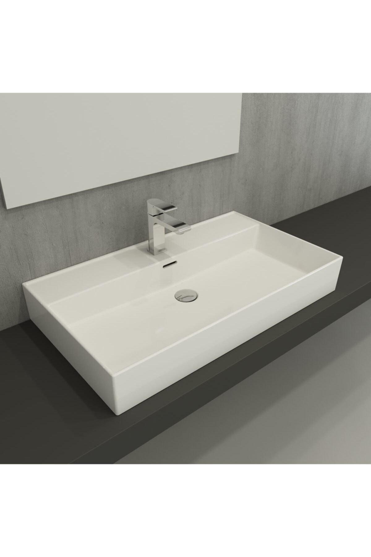 Bocchı Milano Lavabo 80 Cm Parlak Beyaz, Tezgahüstü, Çanak