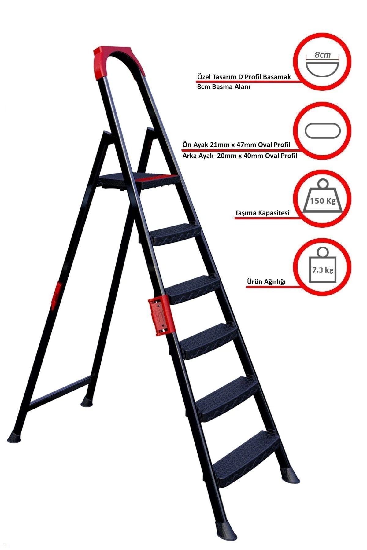 Anka Plus 5+1 Basamaklı Metal Merdiven