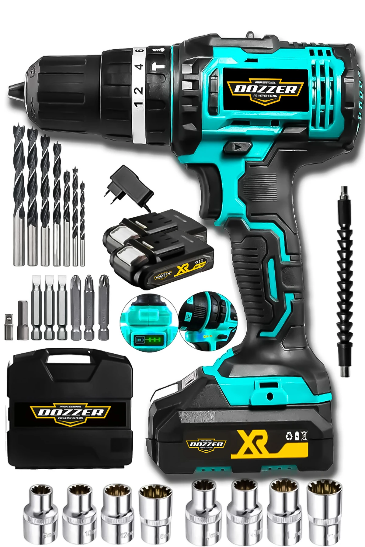 Alman Walter Darbeli Bakır Sargılı 27 Parça Setli 2x Akülü Şarjlı Akülü Vidalama Matkap