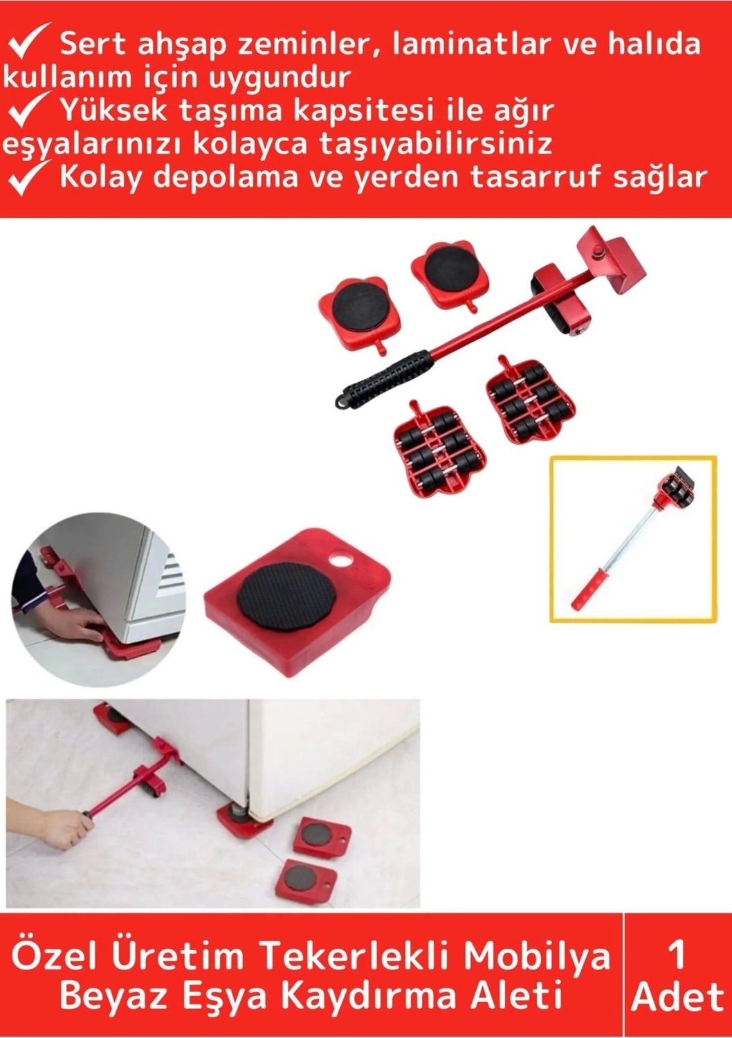 Premium Seri Abs Plastik Tekerlekli Basit Ağır Beyaz Eşya Mobilya Kaydırma Aleti Kriko