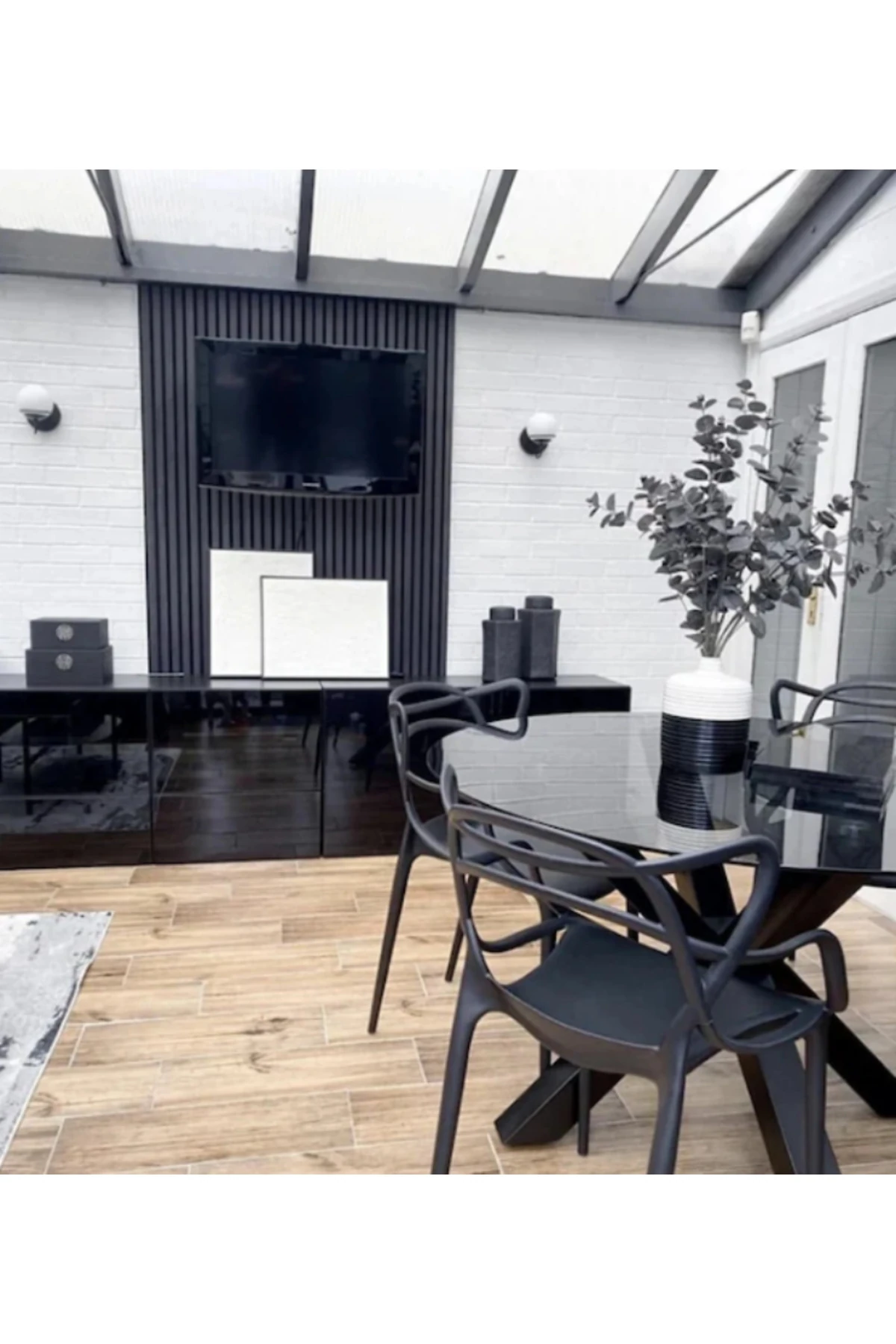 240 CM 12 ADET KENDİNDEN YAPIŞKANLI 8 MM AHŞAP ÇITA - ANTRASİT GRİ