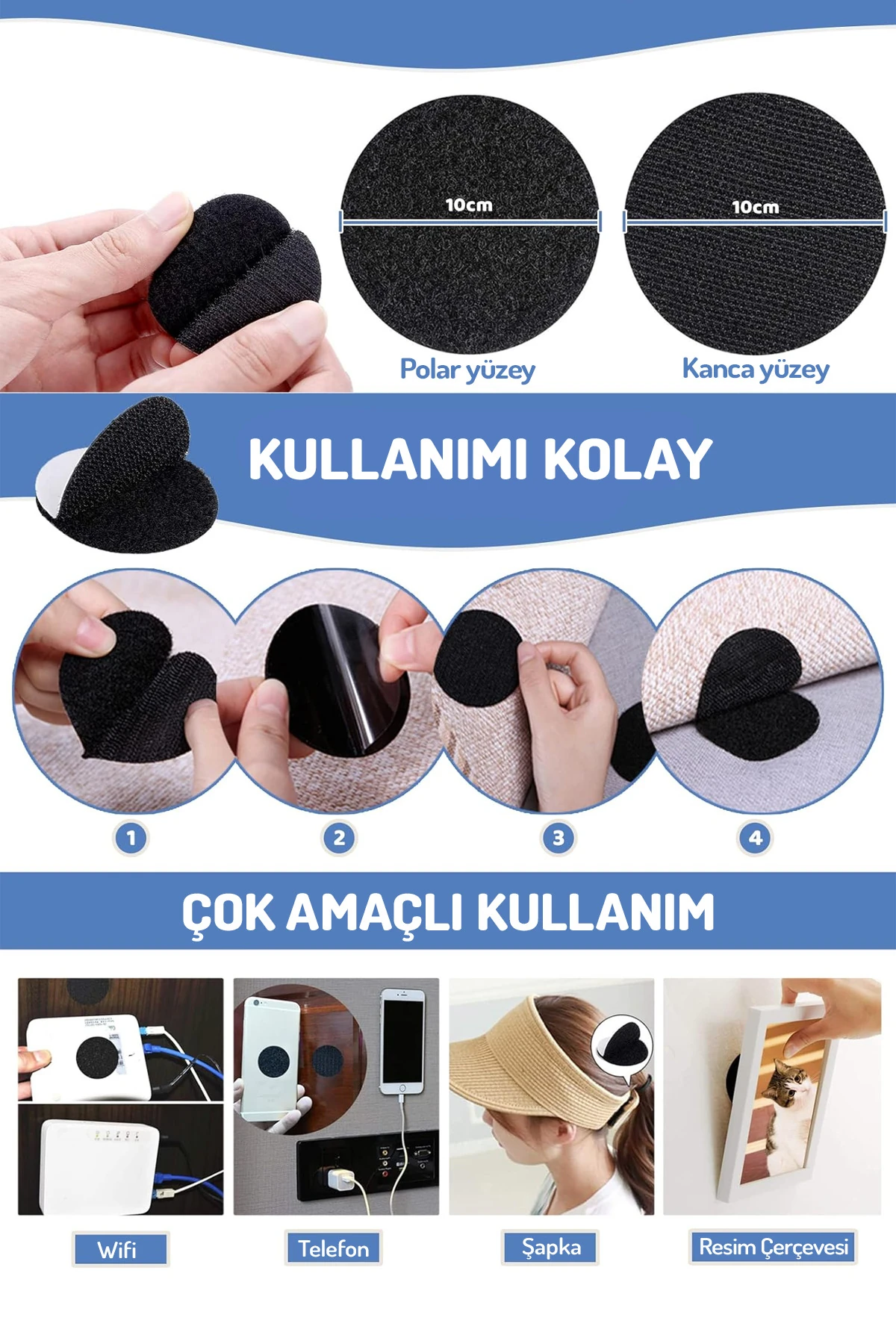 10lu Halı Kilim Koltuk Örtüsü Sabitleyici Kaydırmaz Cırt Yıkanabilir Kendinden Yapışkanlı Cırtlı Ped