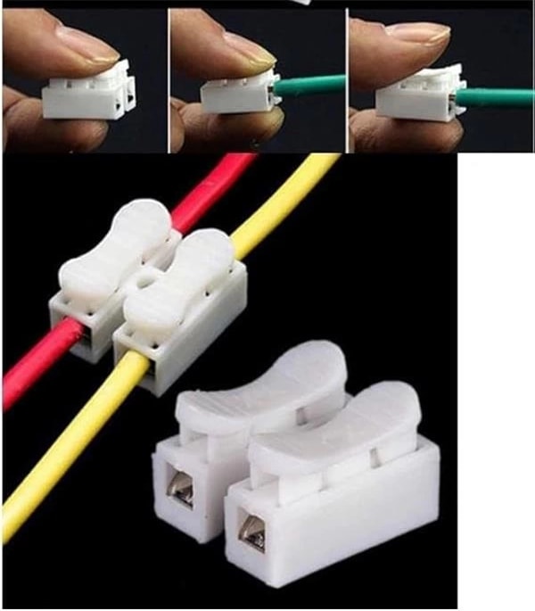 Mandallı Vidasız Klemens Basmalı Tip 2 Li 2 Pin 100'LÜ Paket