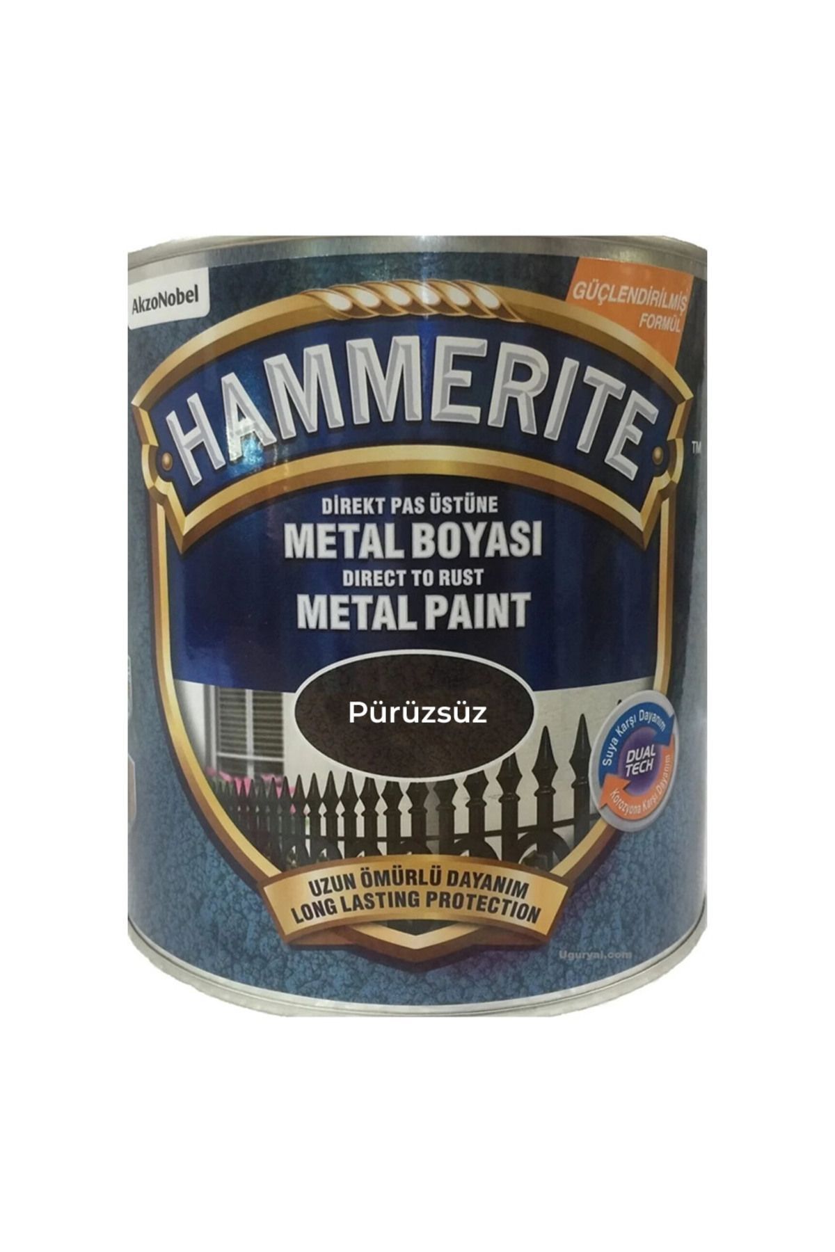 Hammerite Direk Pas Üstüne Pürüzsüz DÜZ Metal Boyası 2.5 Lt SİYAH