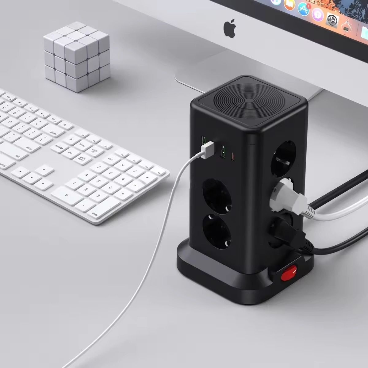Akım Korumalı Priz Kablosuz Şarj Istasyonu 11X Soket 3x USB 1xtype-C Kablolu Grup Priz Çoğaltıcı