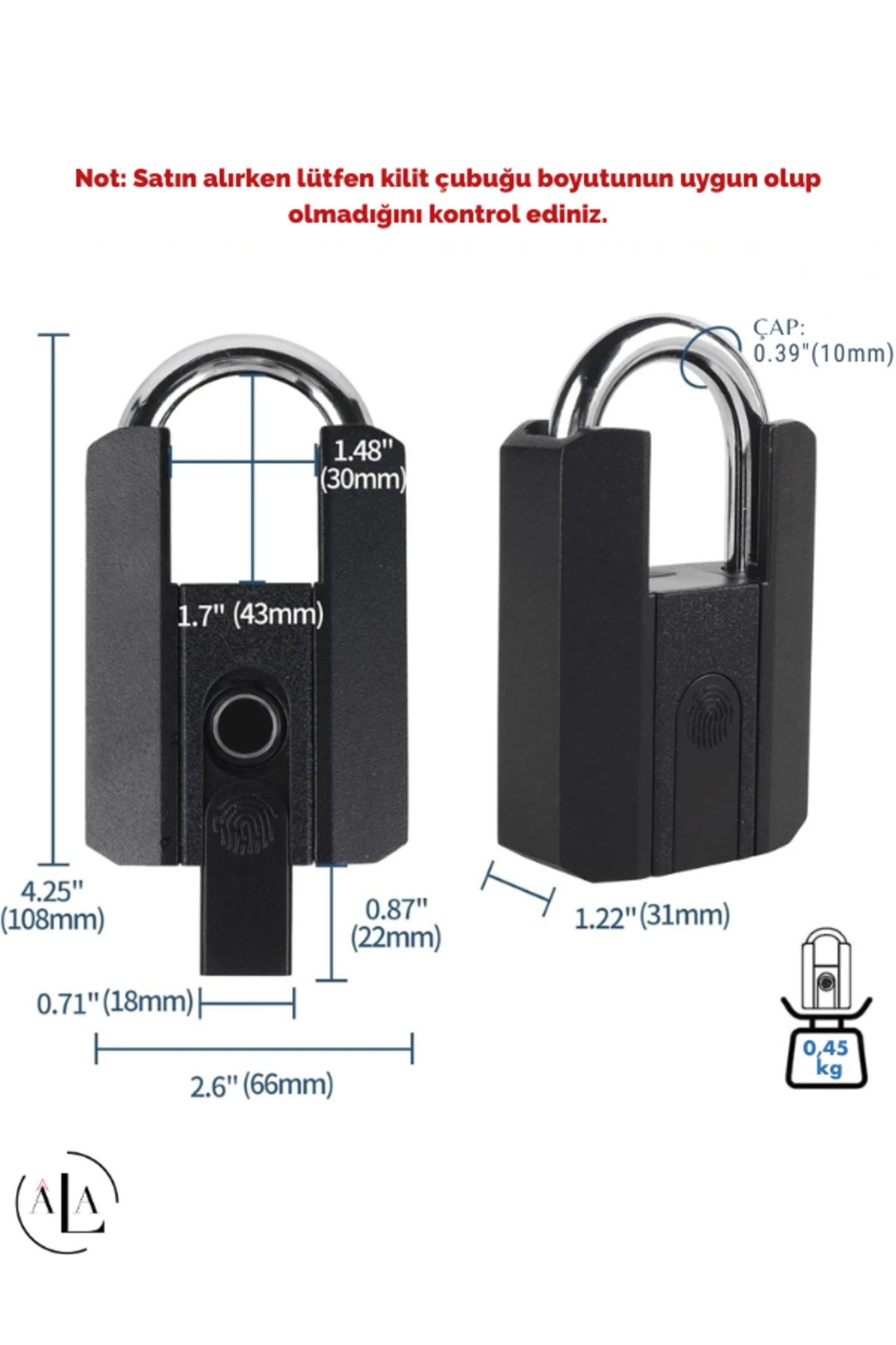 Akıllı Asma Kilit Parmak İzi, Anahtar ve Uygulama ile Açılabilir