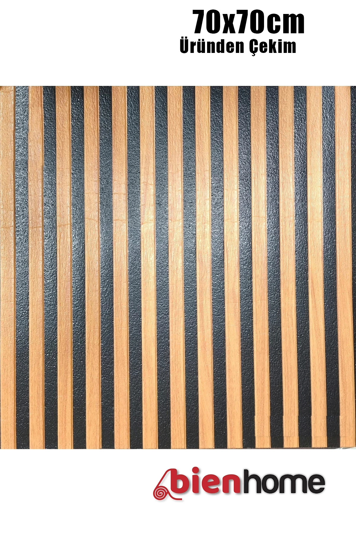 Lambri Panel Ahşap Duvar Çıtası Desenli Kendinden Yapışkanlı Duvar Paneli Köpüğü 70x70cm