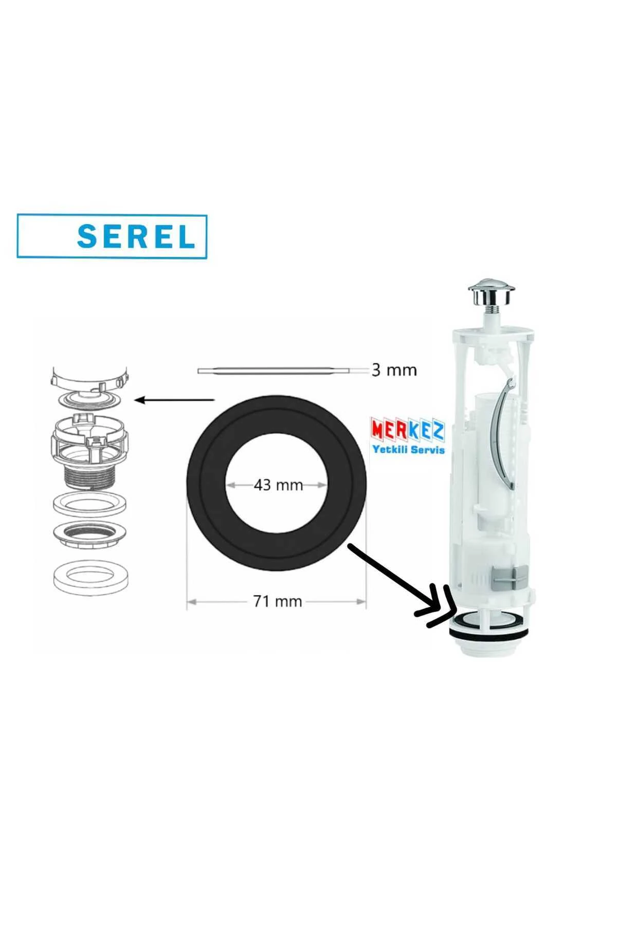 Serel Klozet Basmalı Rezervuar İç Takım Contası