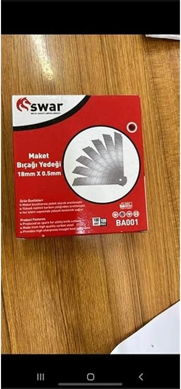 Maket Bıçağı Yedeği, 18 mm x 0,5 Mm, Karbon Çelik, Ultra Keskin, Dayanıklı Uç, 7 Kırımlı