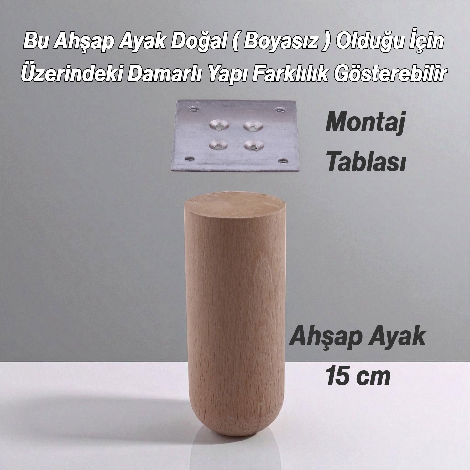 Bohem 4 Adet Doğal Ahşap 15 cm Silindir Ayak Set Mobilya Koltuk Kanepe Sehpa Masa Ayağı Ayakları