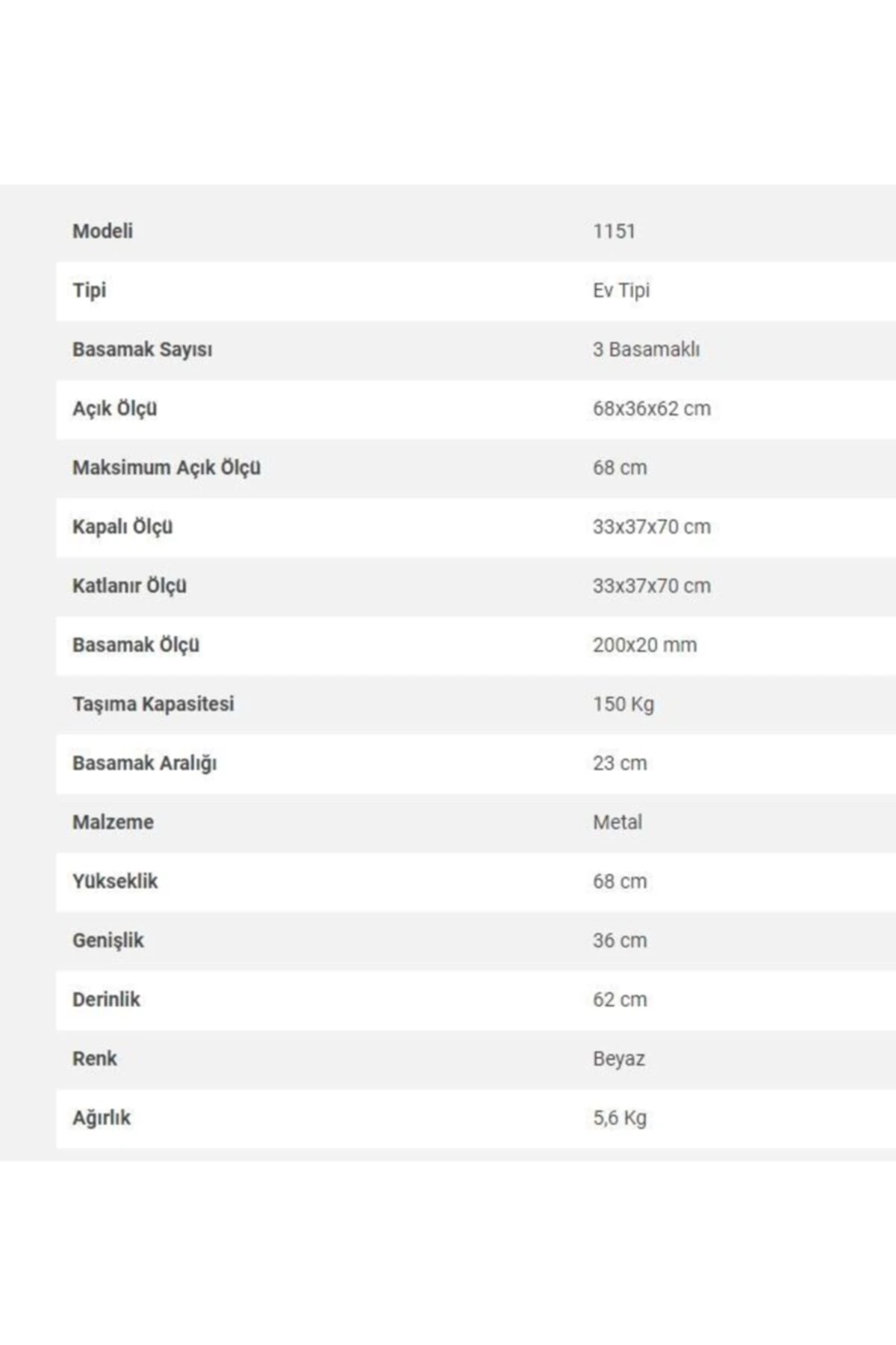 3 Basamaklı Tabureli Merdiven Katlanır Metal Ev Merdiveni