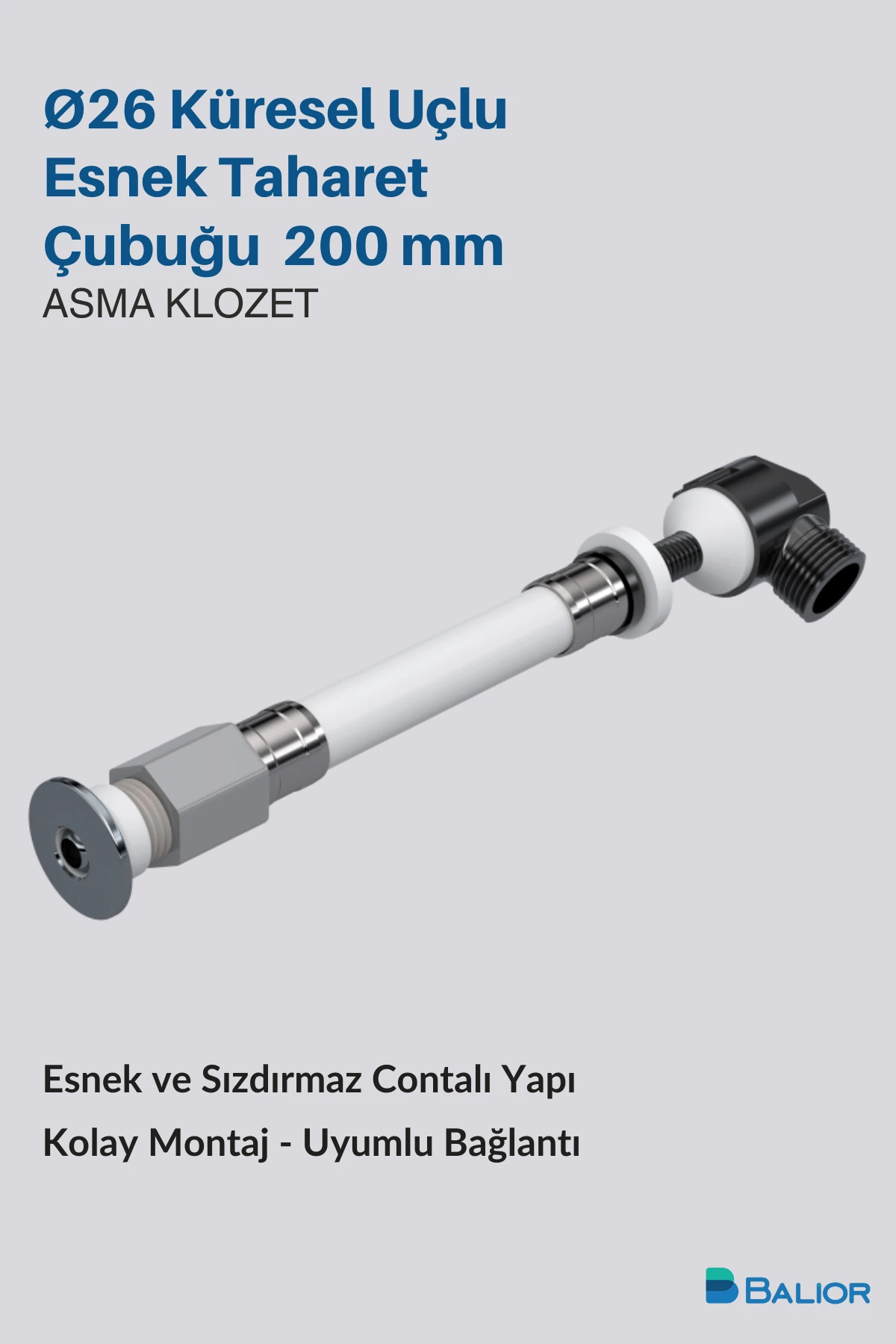 Asma Klozet Esnek Taharet Borusu Ø26 – 200 mm