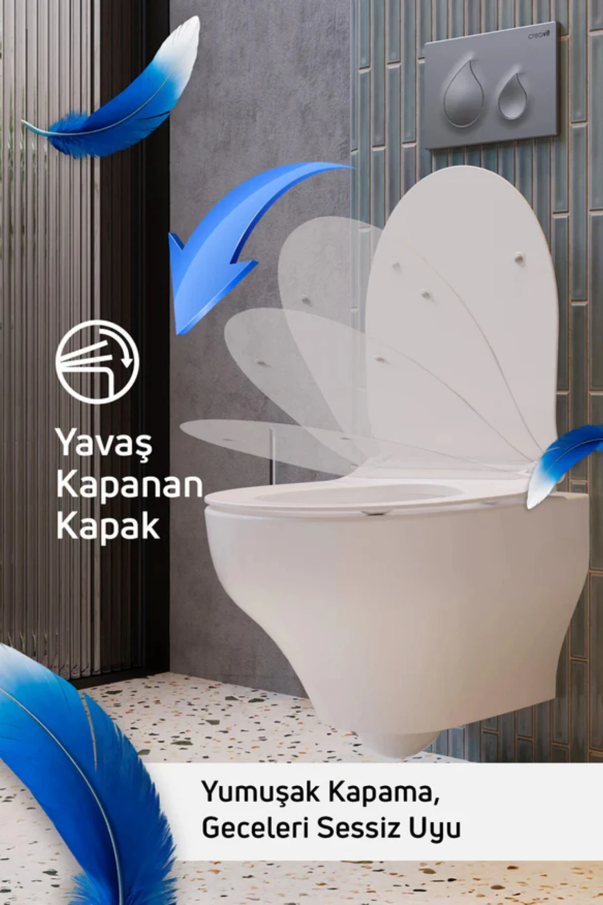 NS323 Ness Vortex Asma Klozet Beyaz Kapak Dahil