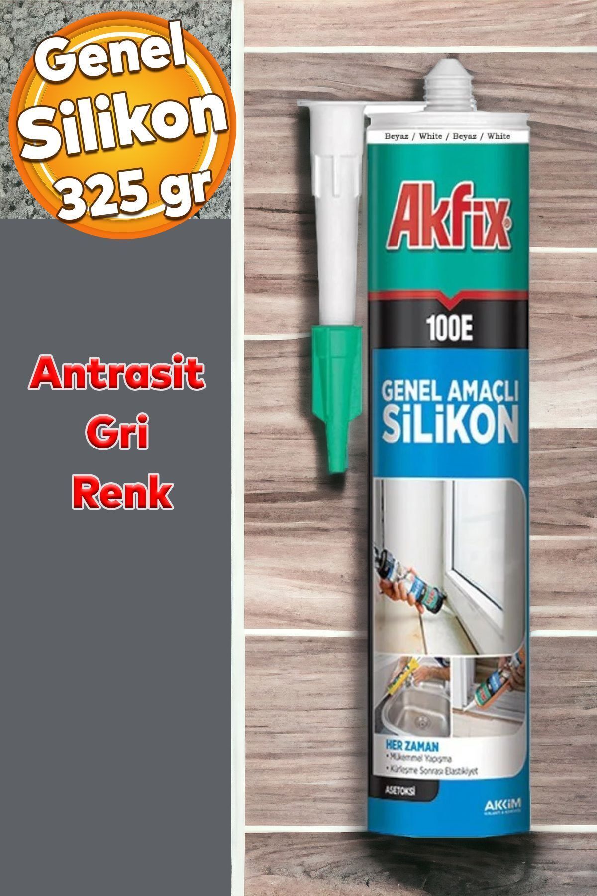 Genel Amaçlı Antrasit Gri Akrilik Mastik Silikon 325 GR Kapı Pencere Pvc Montaj Yalıtım Yapışma