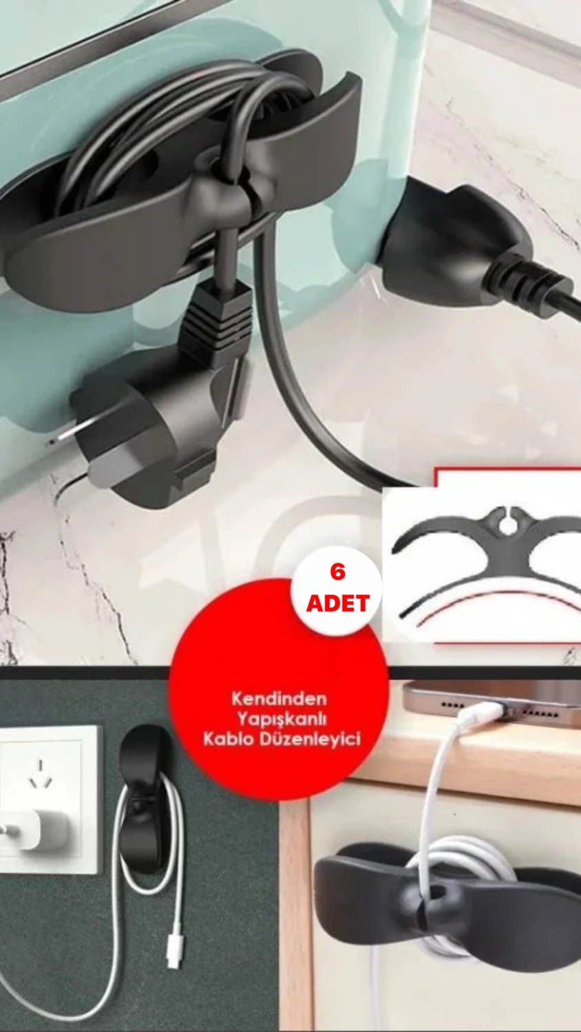 Kablo Sarma Aparatı Air Fryer Kablo Düzenleyici (6 Adet)
