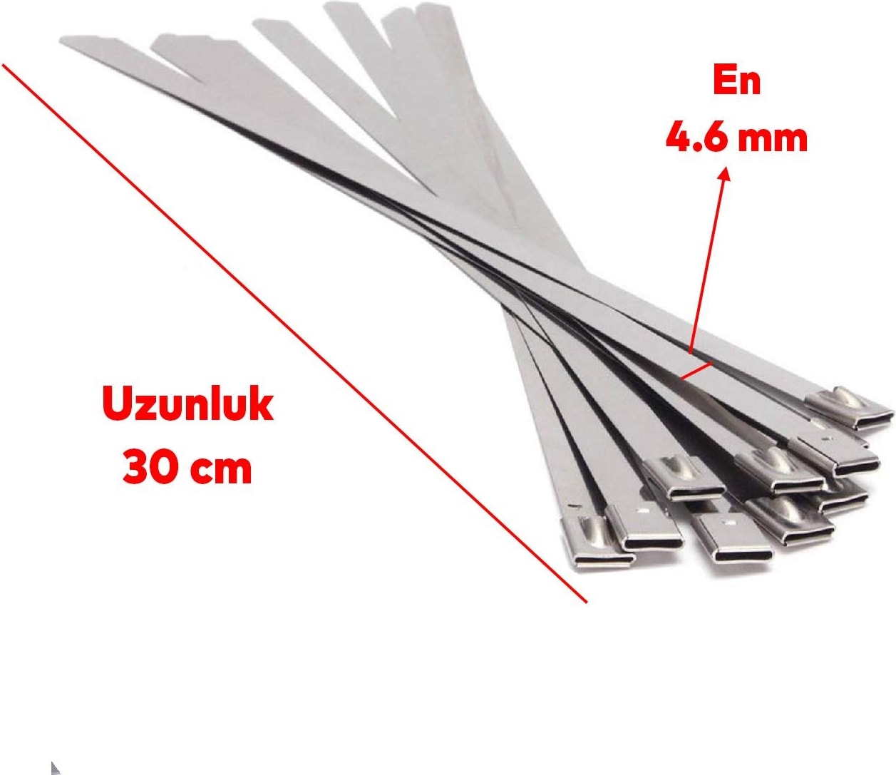 Cırt Kelepçe Metal Paslanmaz Çelik Kablo Zip Bağı Çok Amaçlı Bağlama 4.6X300 10 Adet