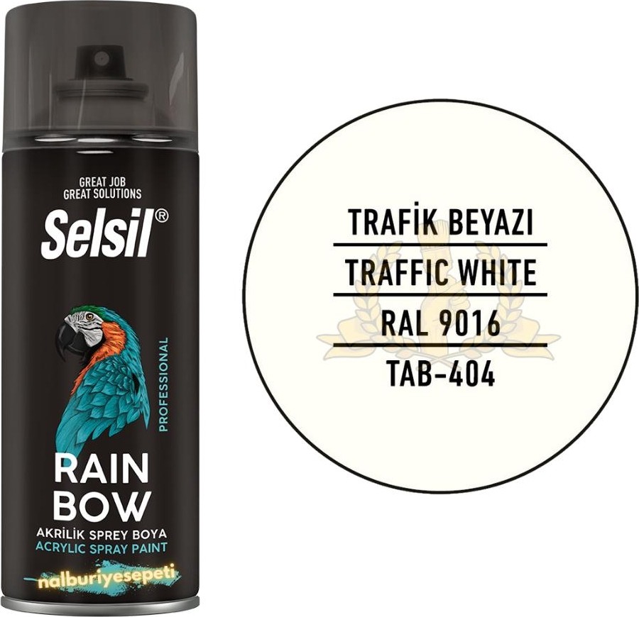 Rainbow Akrilik Sprey Boya Trafik Beyaz 400 Ml. - Ral9016
