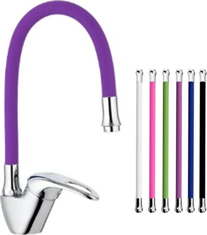 Mix Kuğu Mutfak Evye Bataryası Renkli Oynar Başlıklı Mor