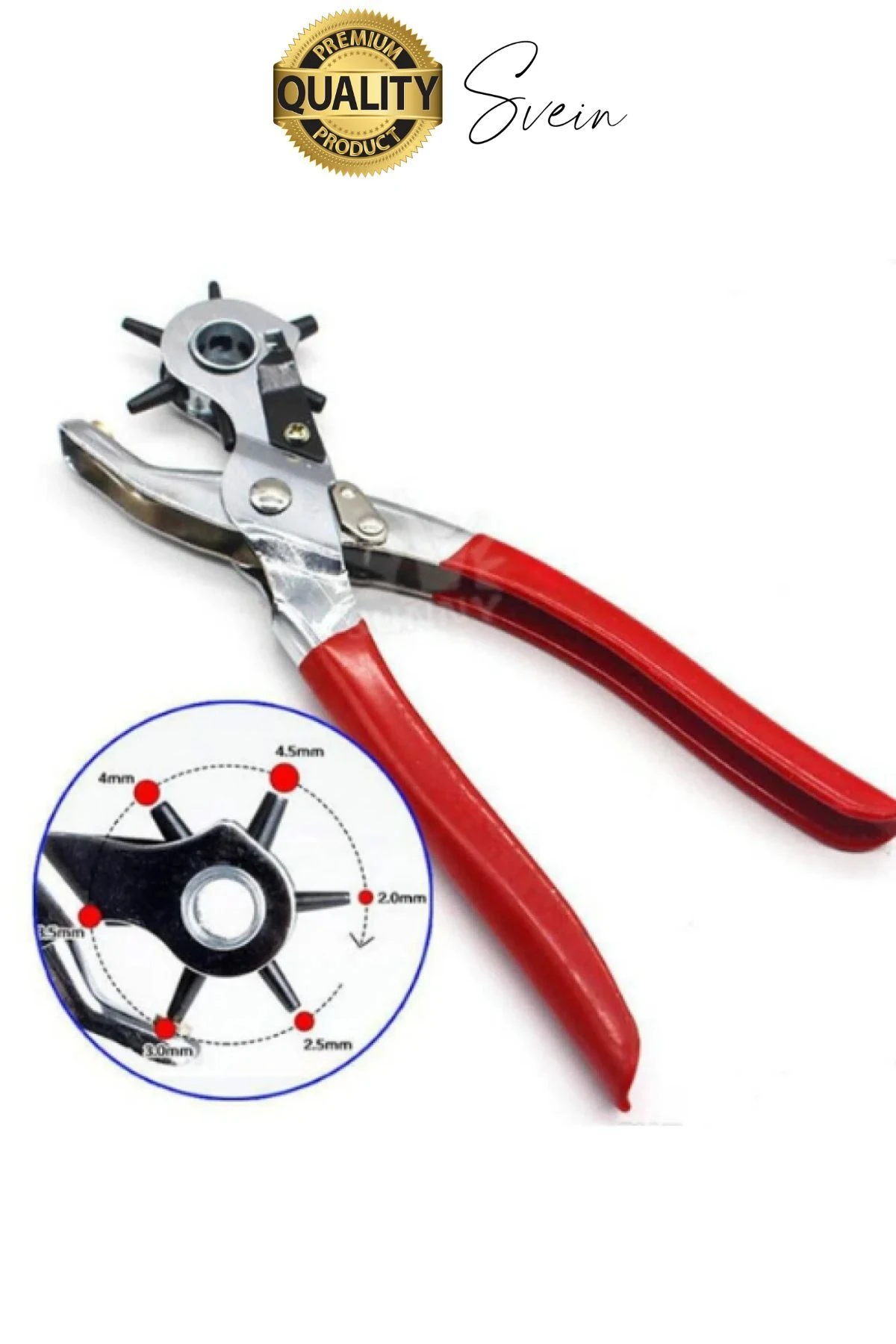 6 Uçlu Kemer ve Deri Delme Delici Aleti Ergonomik Saplı Metal Çelik Delgeç Hızlı Pratik Kolay Zımba