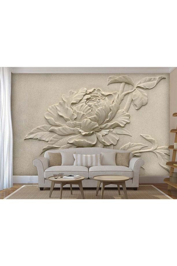 3d Boyutlu Kabartma Çiçek Duvar Kağıdı