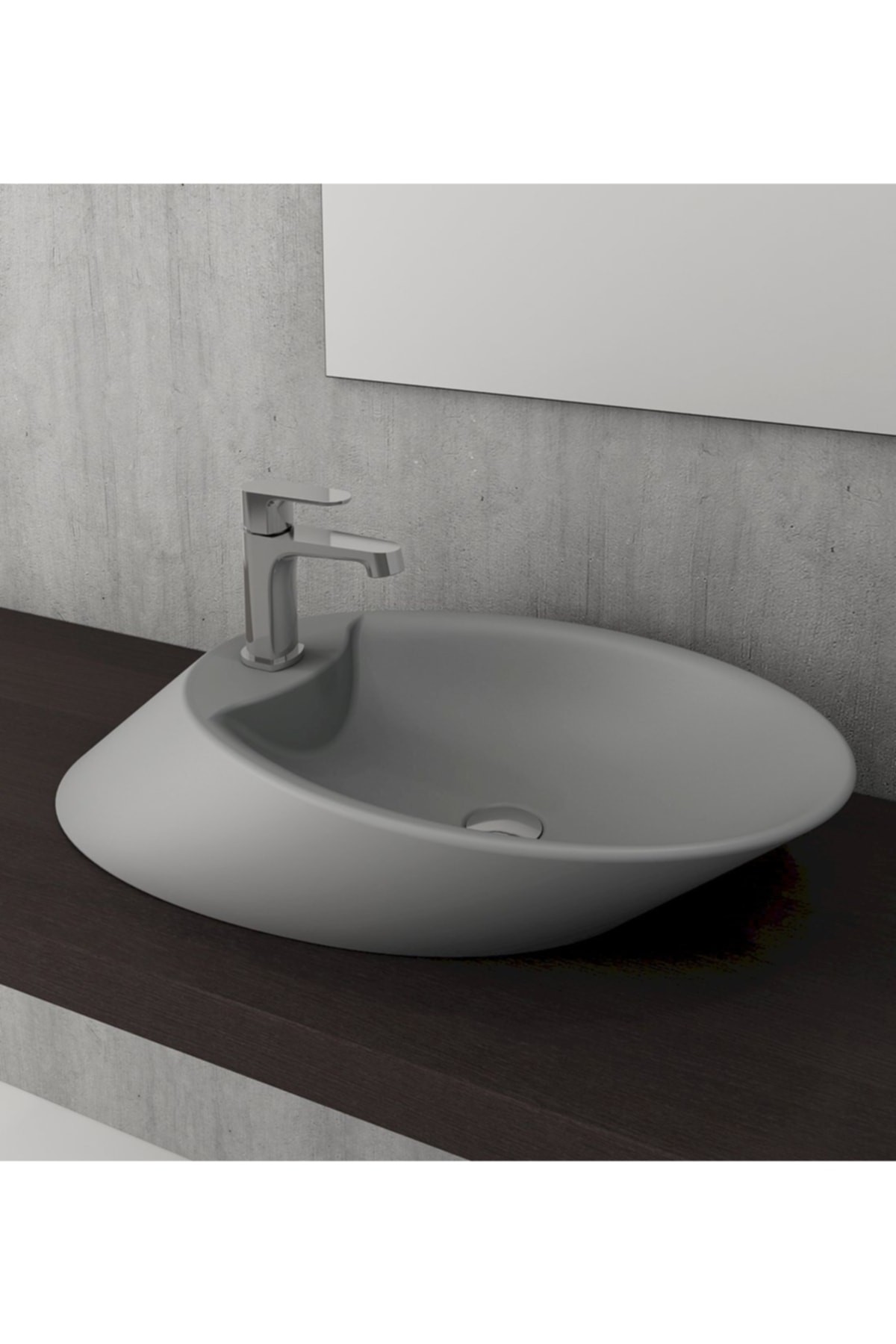 Vessel Batarya Banklı Çanak Lavabo 72 Cm - Mat Gri